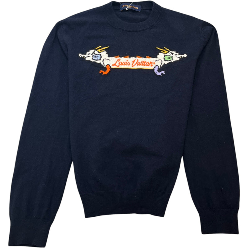 Men's X Nigo Intarsia Jacquard Dragon Sweatshirt Navy Size M