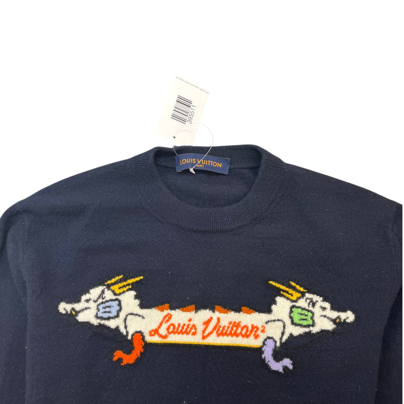 Men's X Nigo Intarsia Jacquard Dragon Sweatshirt Navy Size M