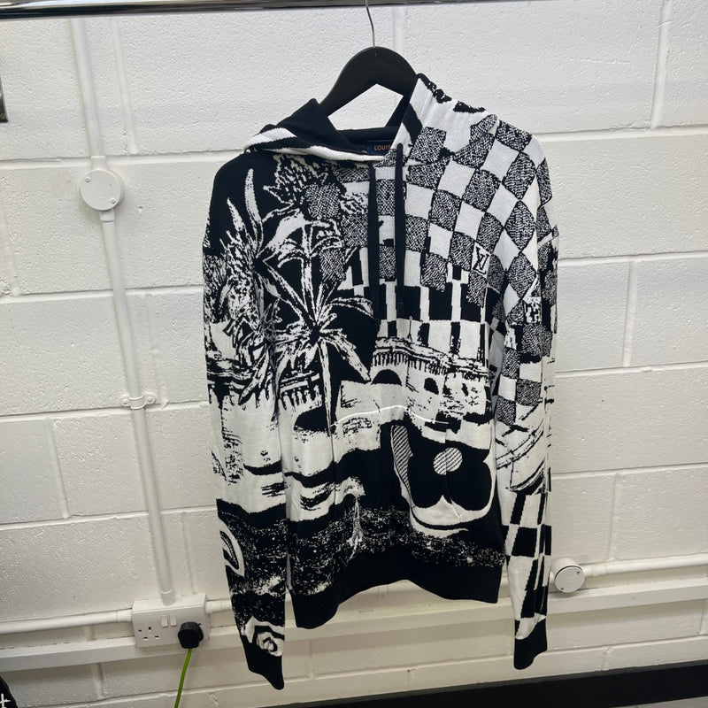 Men's Parisian Collage Jacquard Hoodie Black Size M