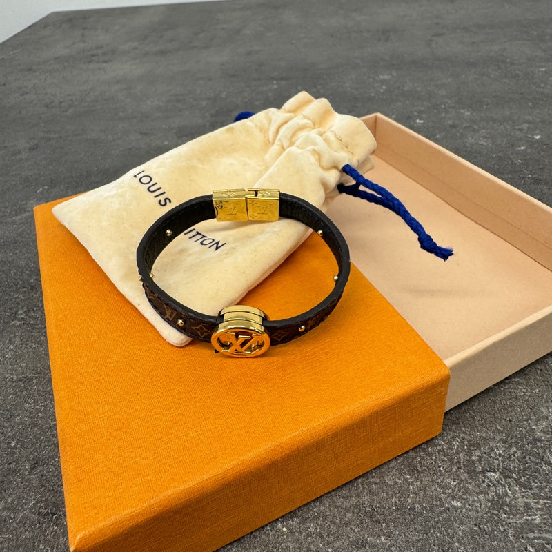 Women's LV Circle Reversible Bracelet Brown