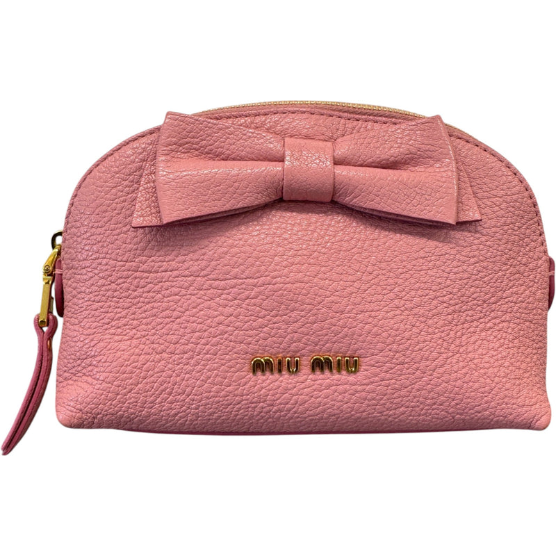 Women's Madras Bow Toiletry Bag Pink