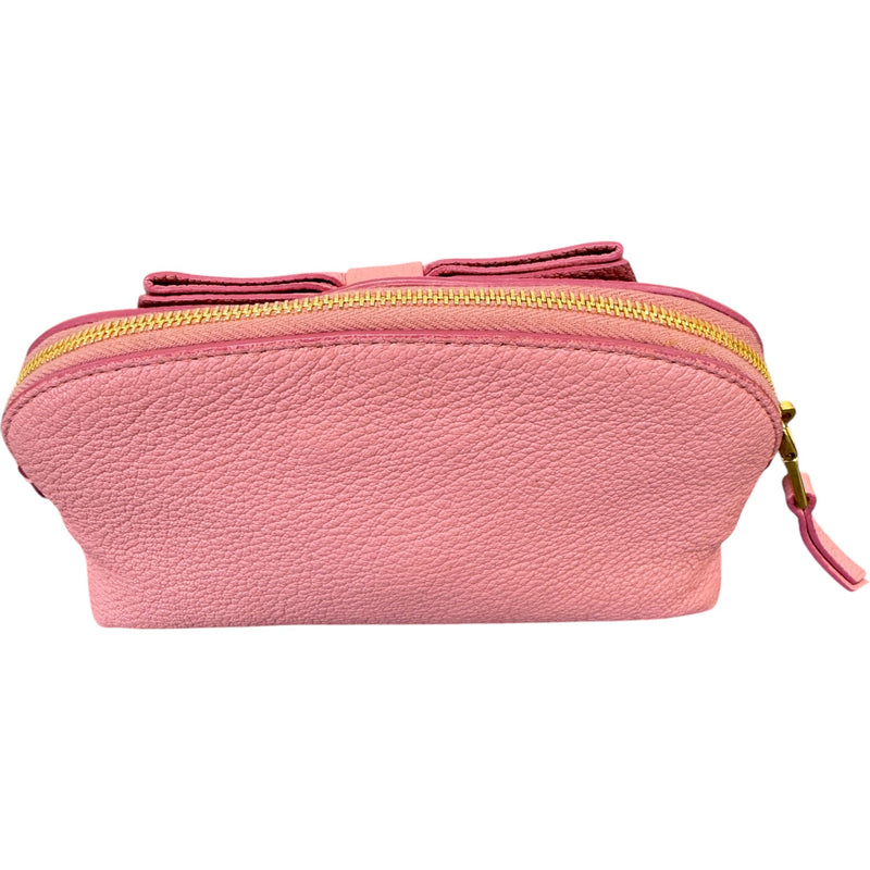 Women's Madras Bow Toiletry Bag Pink