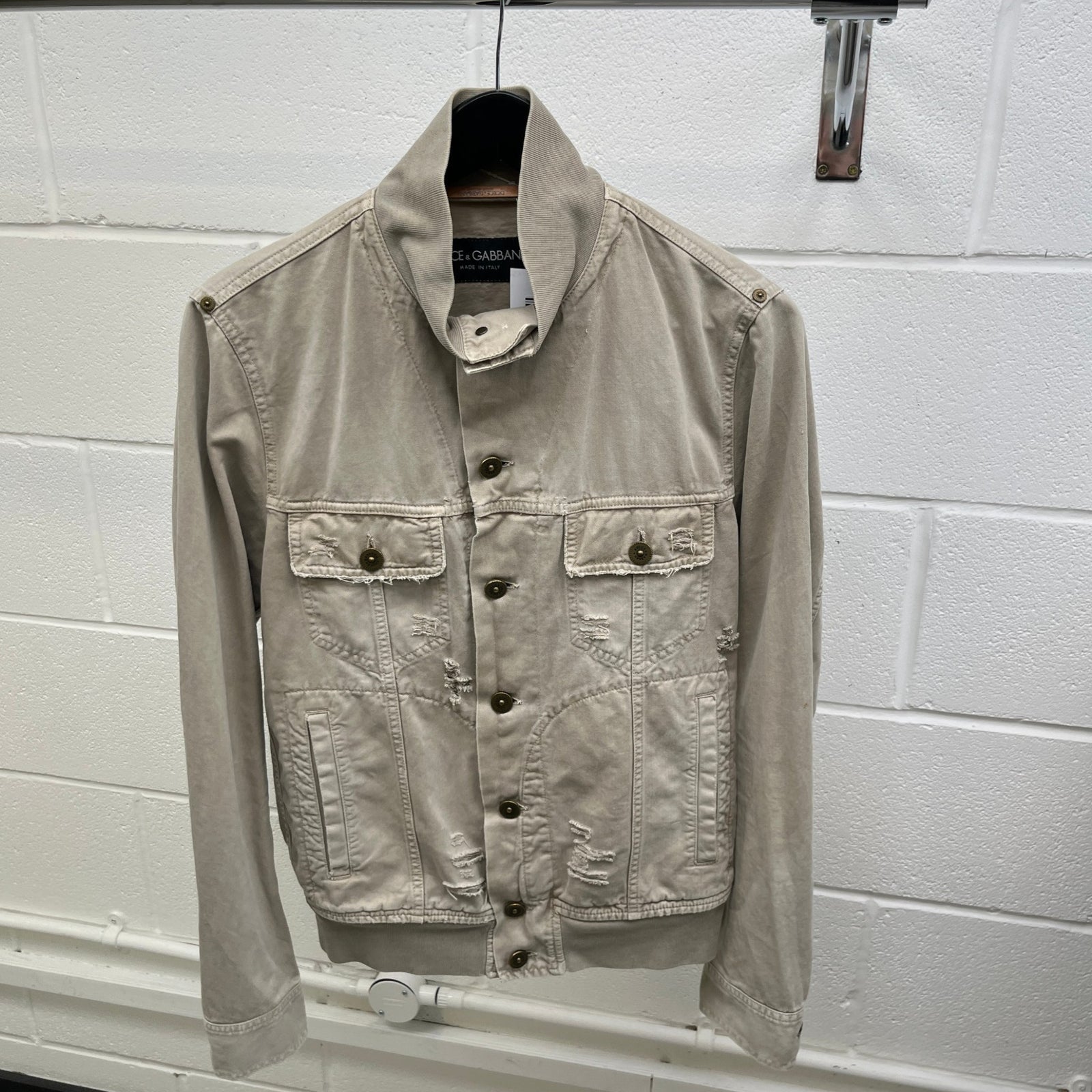 Men's Utility Logo Denim Jacket Beige Size IT 44 / XS - Photo 8
