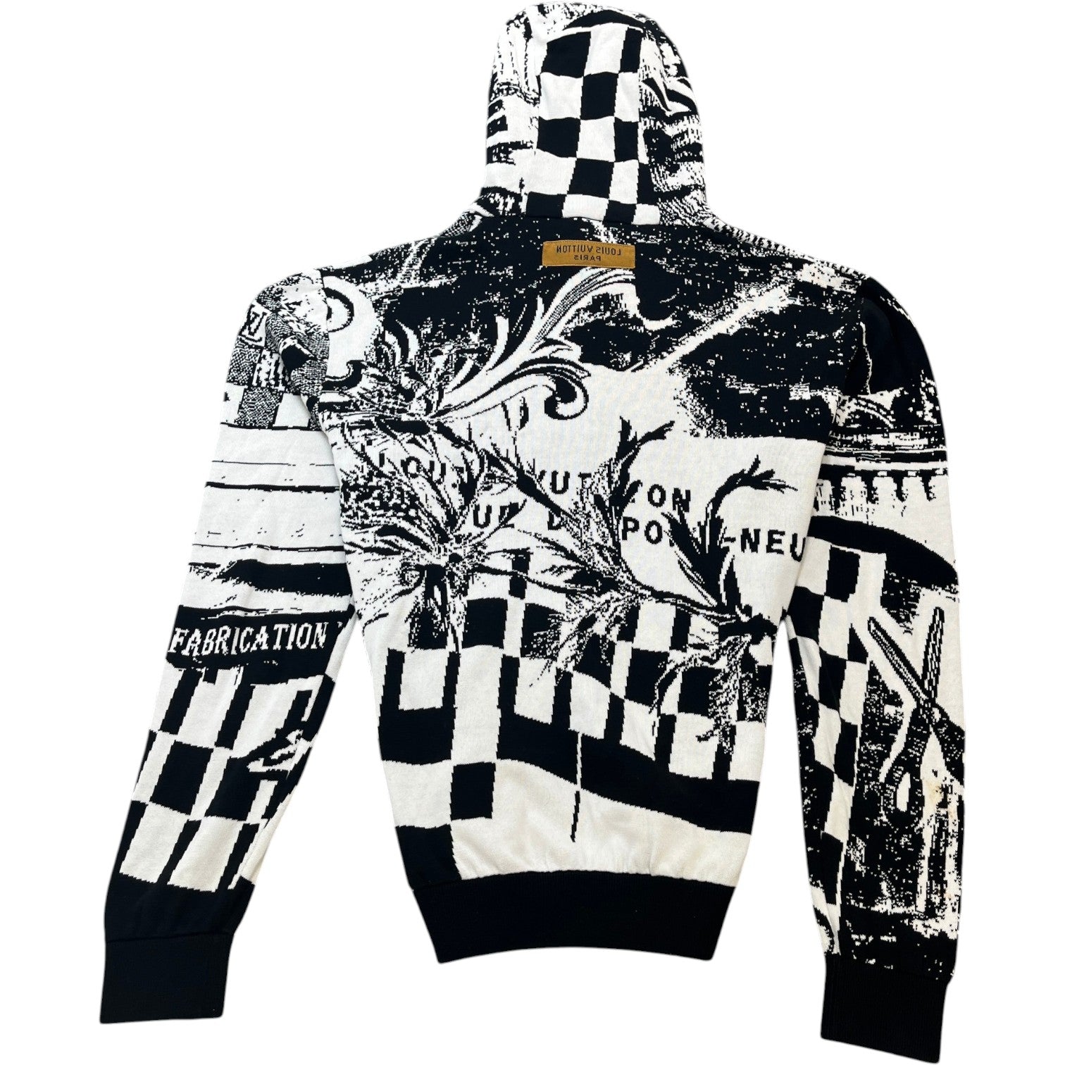 Men's Parisian Collage Jacquard Hoodie Black Size M - Photo 2
