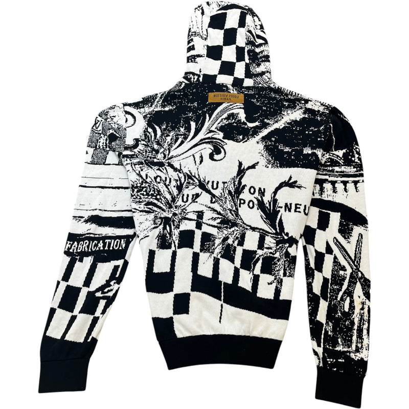 Men's Parisian Collage Jacquard Hoodie Black Size M