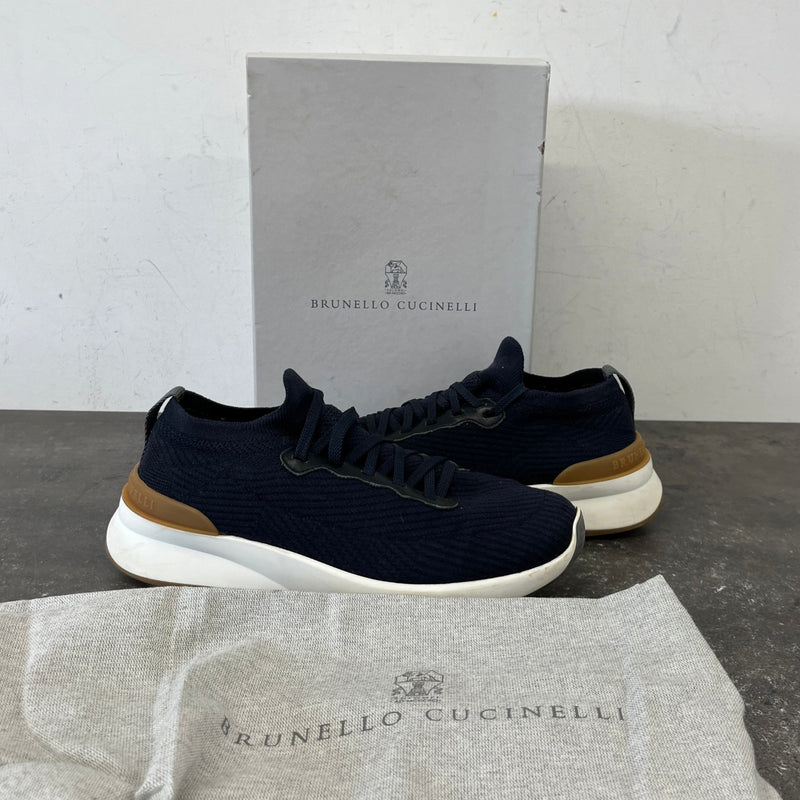 Men's Knitted Runner Low Trainers Navy Size UK 6 / EU 40
