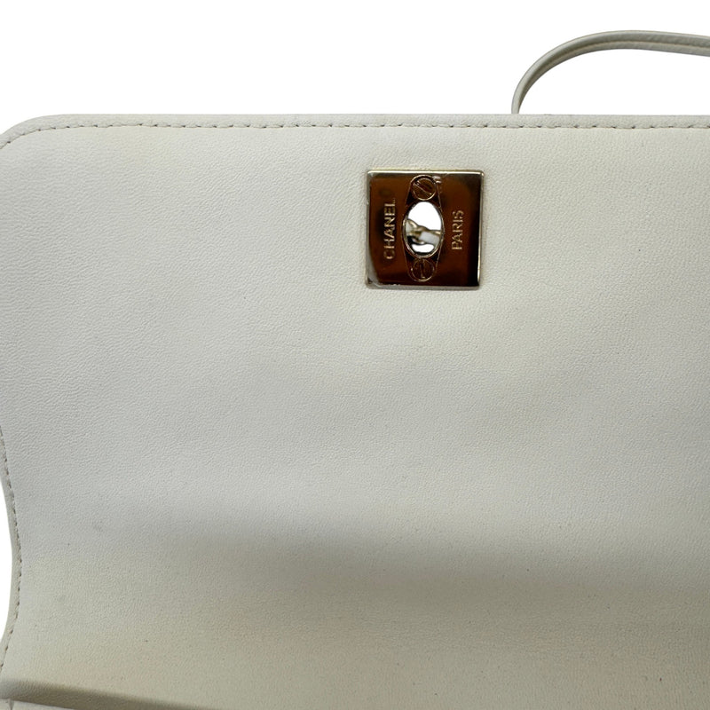 Women's Lambskin Quilted Side Packs Crossbody Bag White