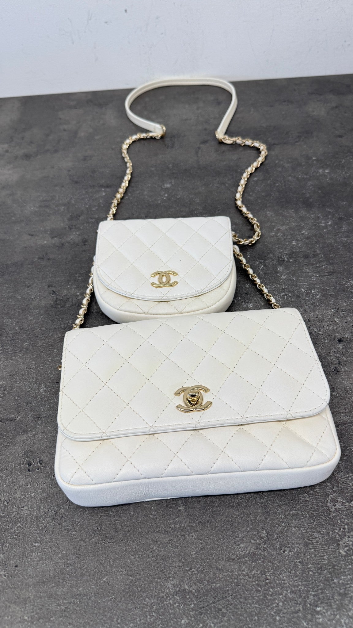 Women's Lambskin Quilted Side Packs Crossbody Bag White - Photo 11