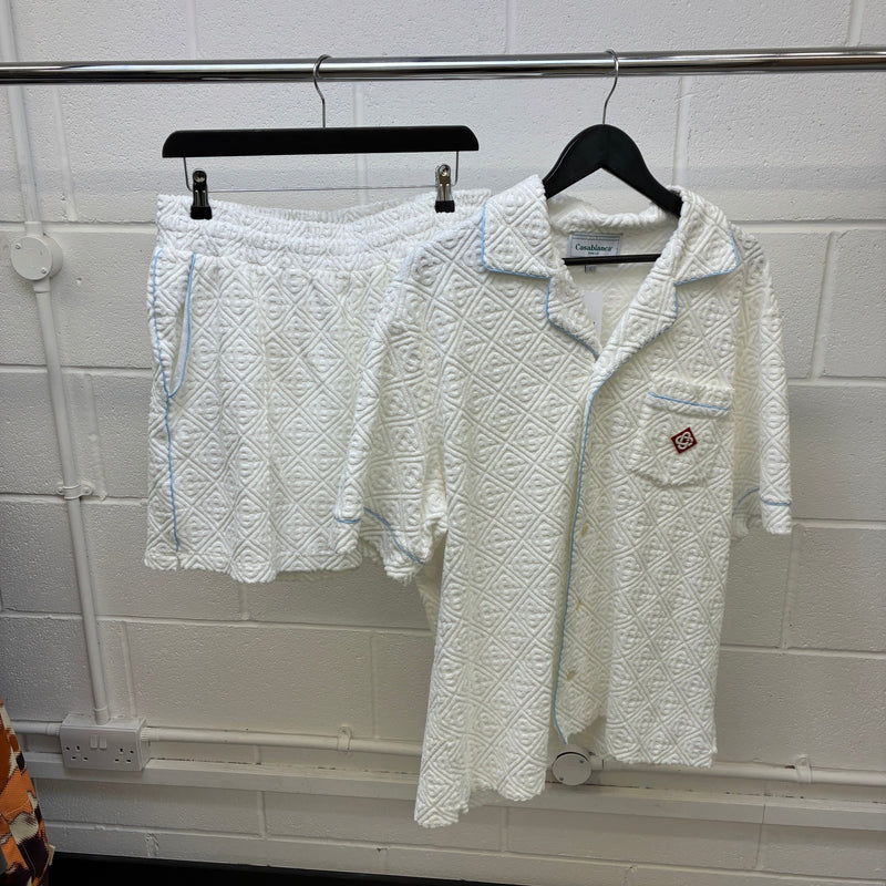 Men's Towelling Monogram Full Tracksuit White Size L