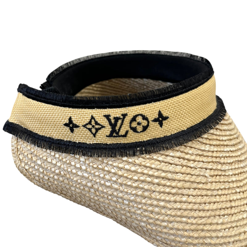 Women's Lv Straw Visiere Hat Beige