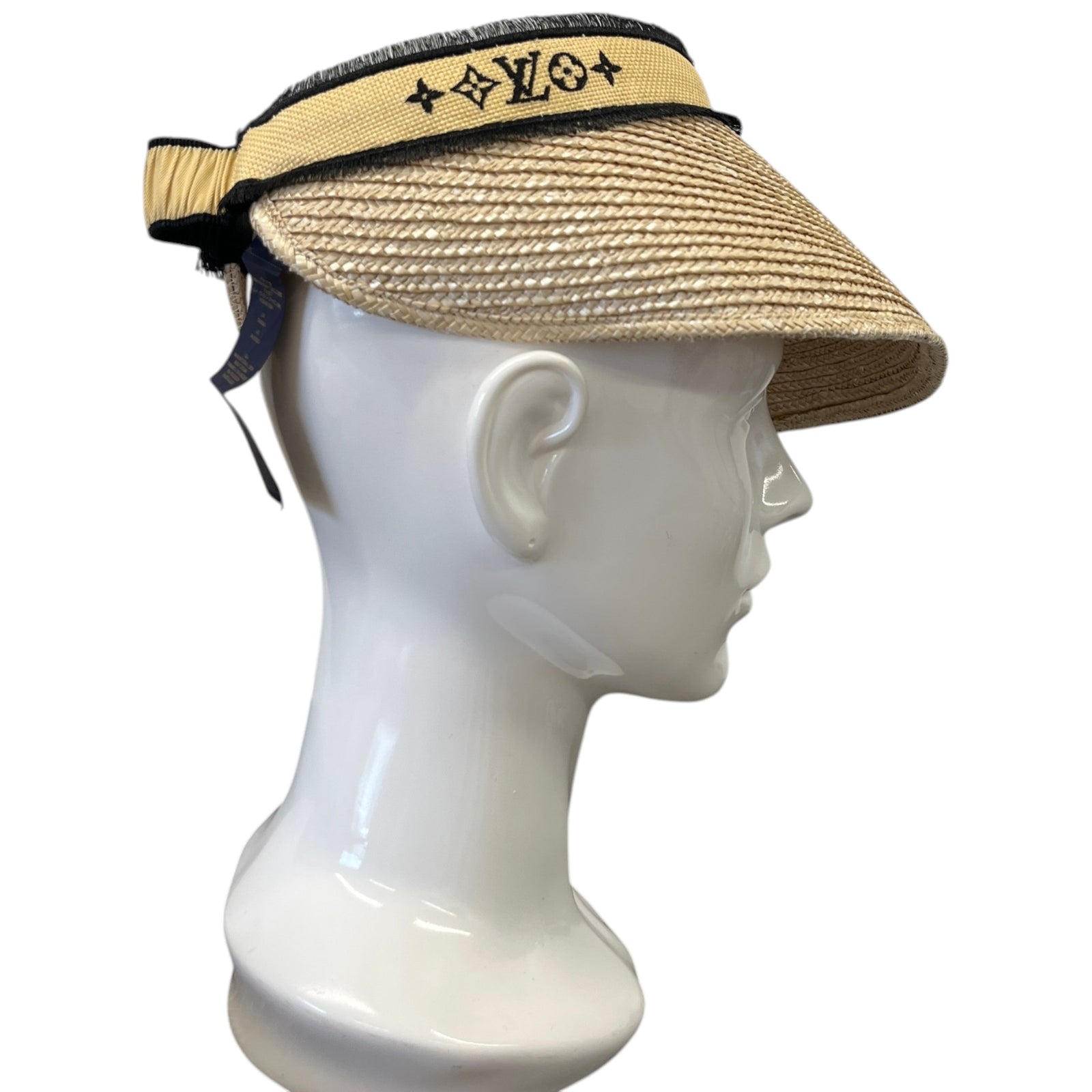 Women's Lv Straw Visiere Hat Beige - Photo 3