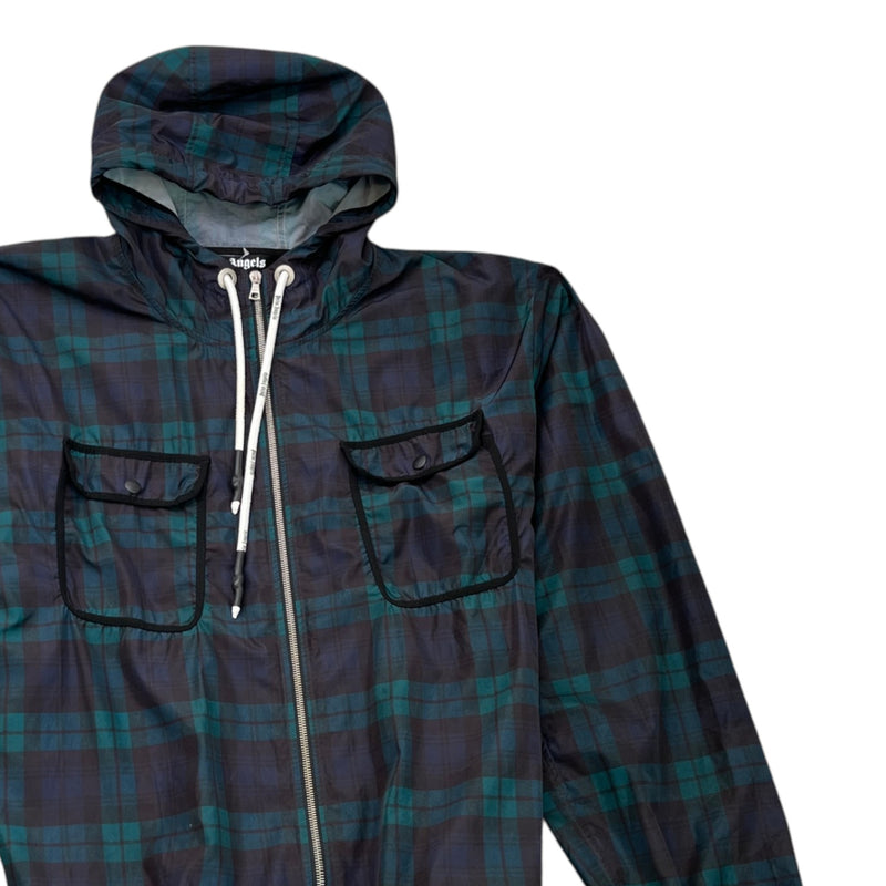 Men's Tartan Black Watch Windbreaker Green Size L