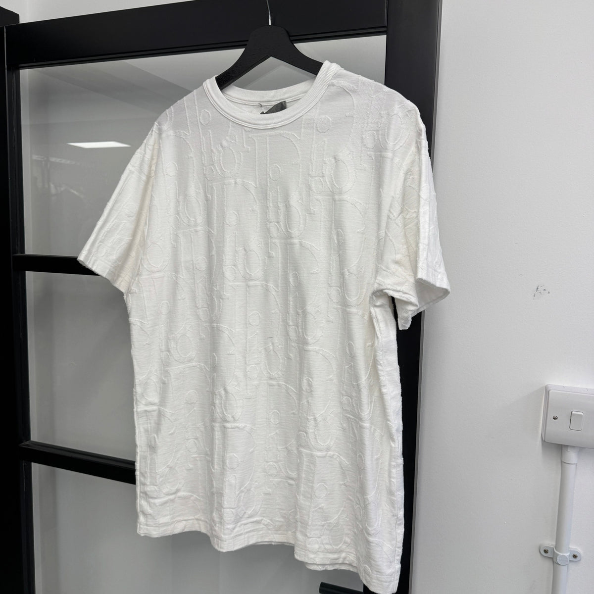 Men's Oblique Towelling T-Shirt White Size M - Photo 7