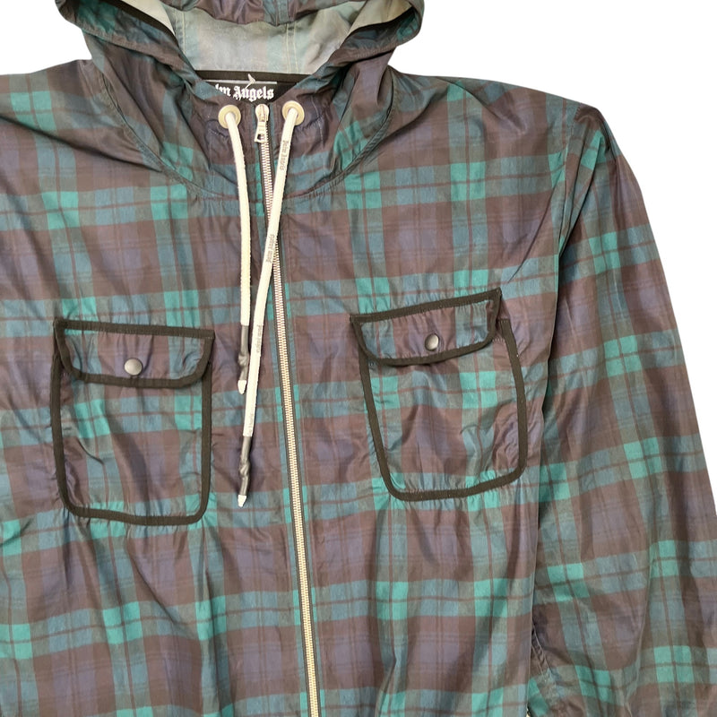 Men's Tartan Black Watch Windbreaker Green Size L