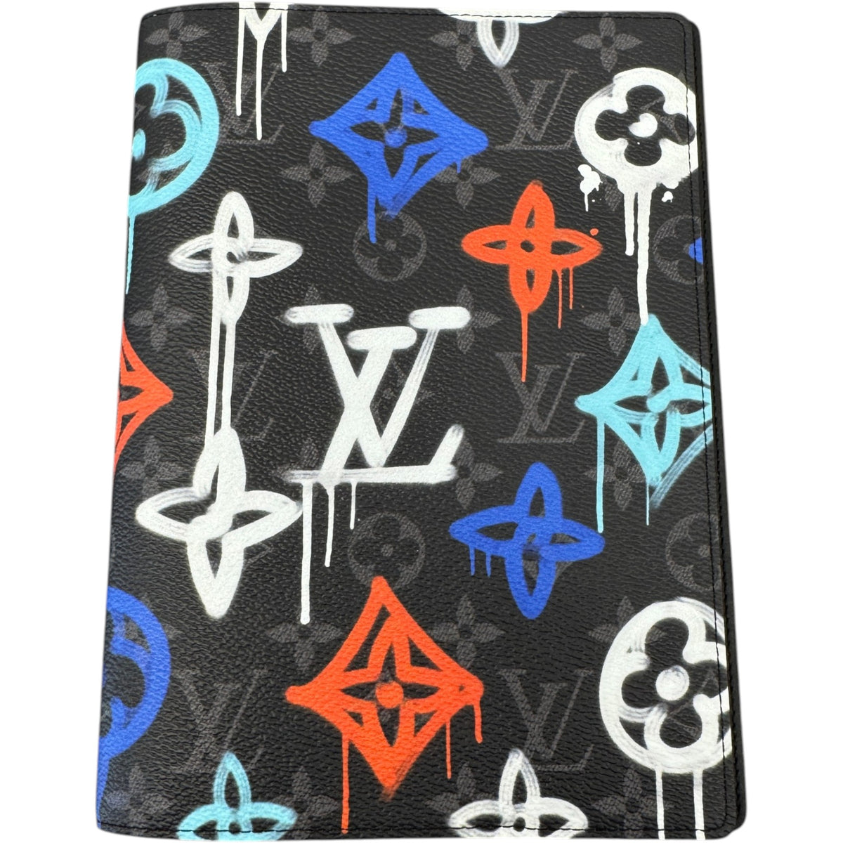 Men's Monogram Eclipse LV Graffiti Auguste Notebook Cover Wallet Black - Photo 1