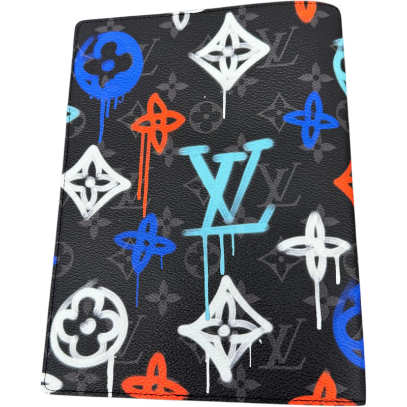 Men's Monogram Eclipse LV Graffiti Auguste Notebook Cover Wallet Black
