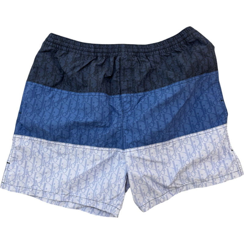 Men's Oblique Color Block Technical Swim Shorts Blue Size M / W32