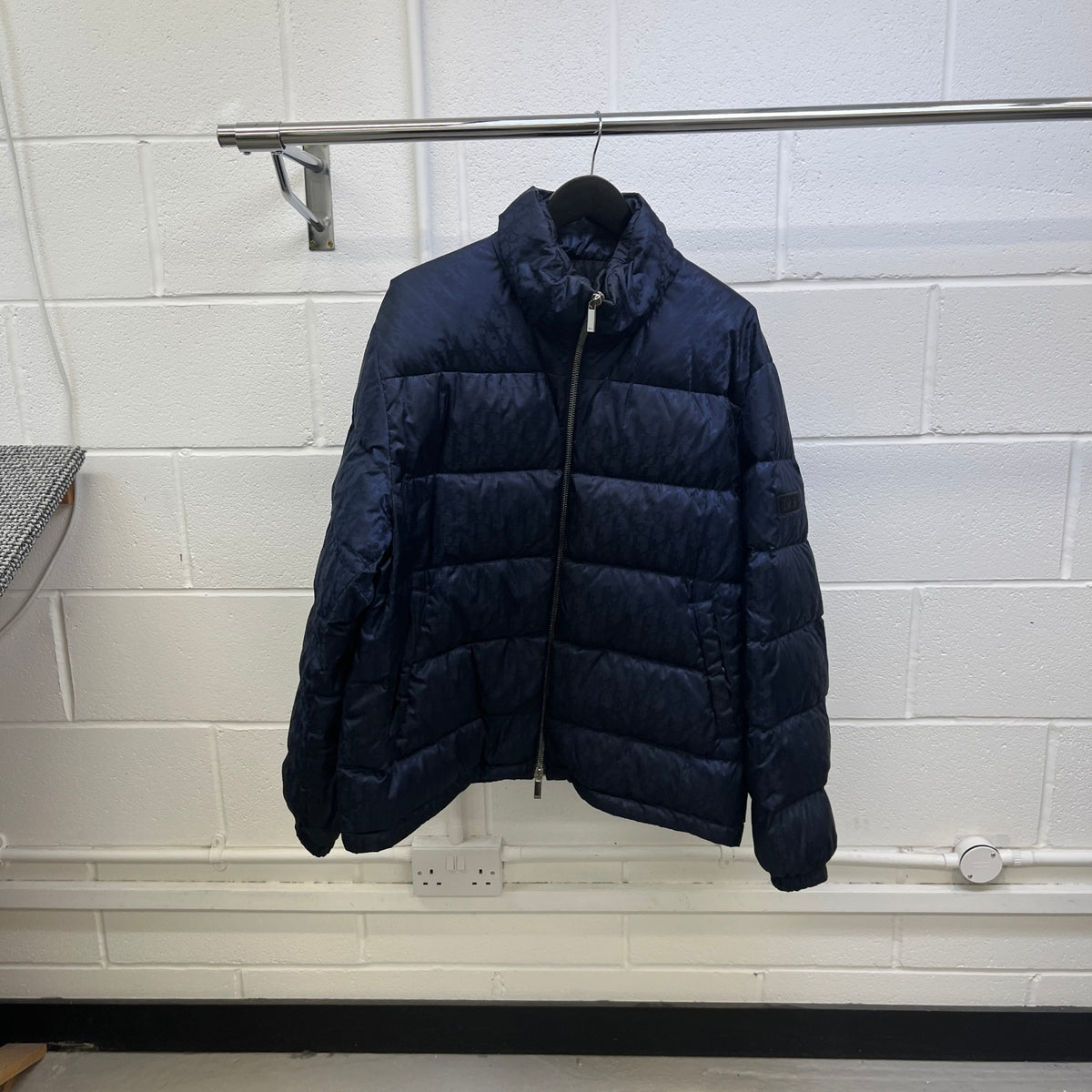 Men's Oblique Down Jacket Navy Size 3XL - Photo 7