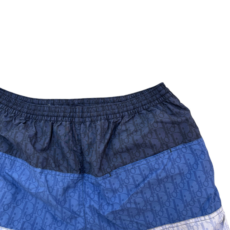 Men's Oblique Color Block Technical Swim Shorts Blue Size M / W32