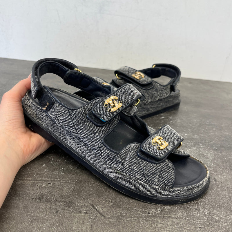 Women's Velvet Pearl Cc Dad Sandals Navy Size EU 39 / UK 6