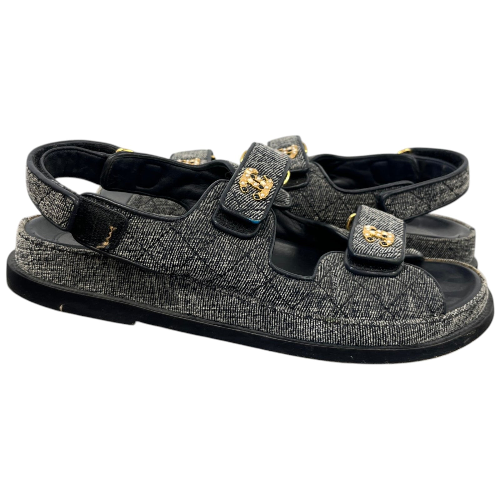 Women's Velvet Pearl Cc Dad Sandals Navy Size EU 39 / UK 6 - Photo 3