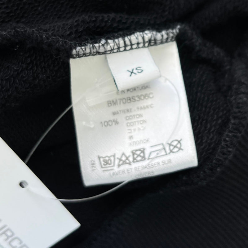 Men's Distressed Logo Print Hoodie Black Size XS