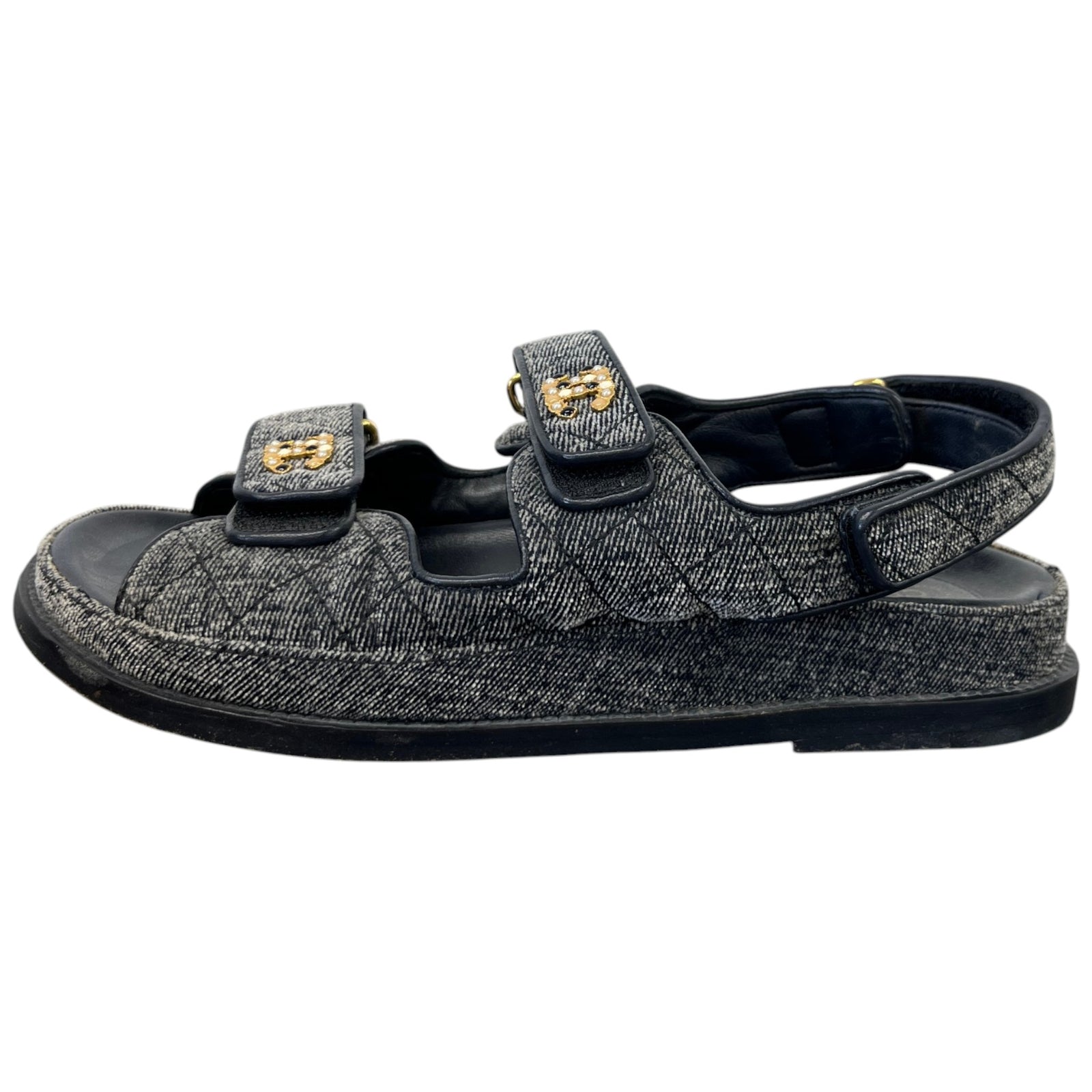Women's Velvet Pearl Cc Dad Sandals Navy Size EU 39 / UK 6 - Photo 5