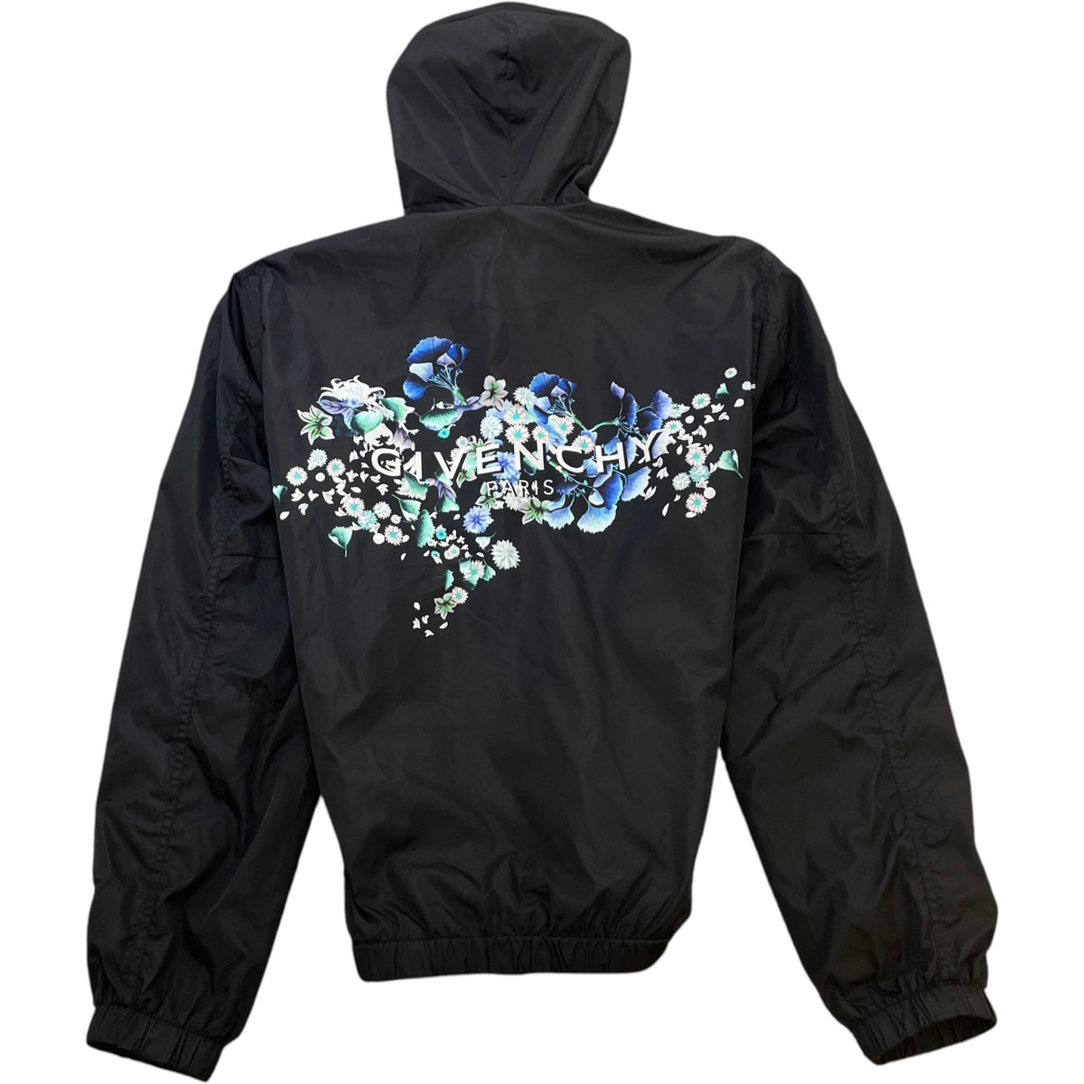 Men's Floral Print Windbreaker Black Size L - Photo 2