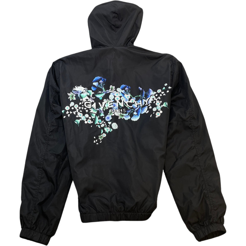 Men's Floral Print Windbreaker Black Size L