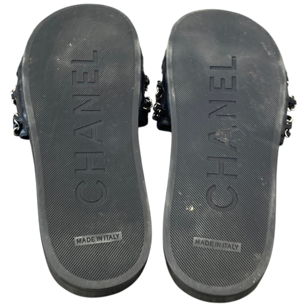 Women's CC Chain Embellished Flat Slides Black Size UK 5 / EU 38 - Photo 10