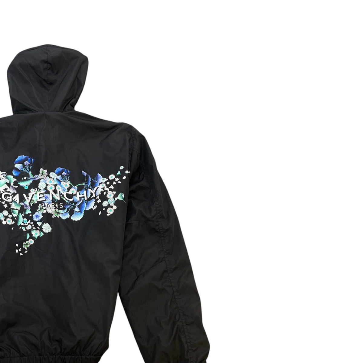 Men's Floral Print Windbreaker Black Size L - Photo 3