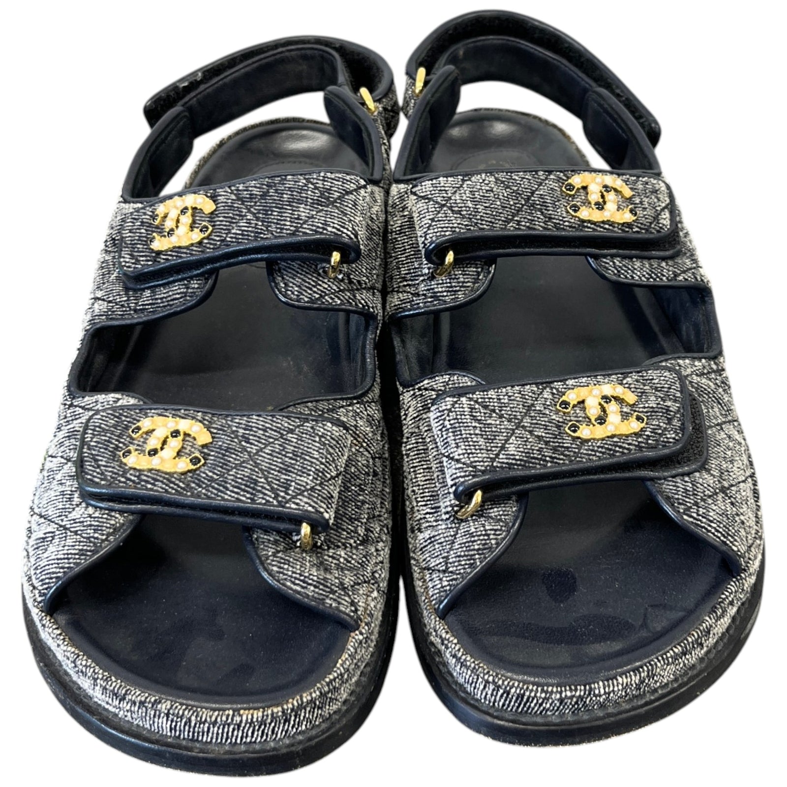 Women's Velvet Pearl Cc Dad Sandals Navy Size EU 39 / UK 6 - Photo 6