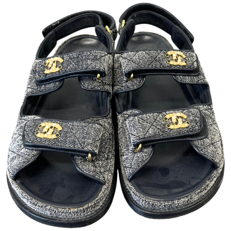 Women's Velvet Pearl Cc Dad Sandals Navy Size EU 39 / UK 6
