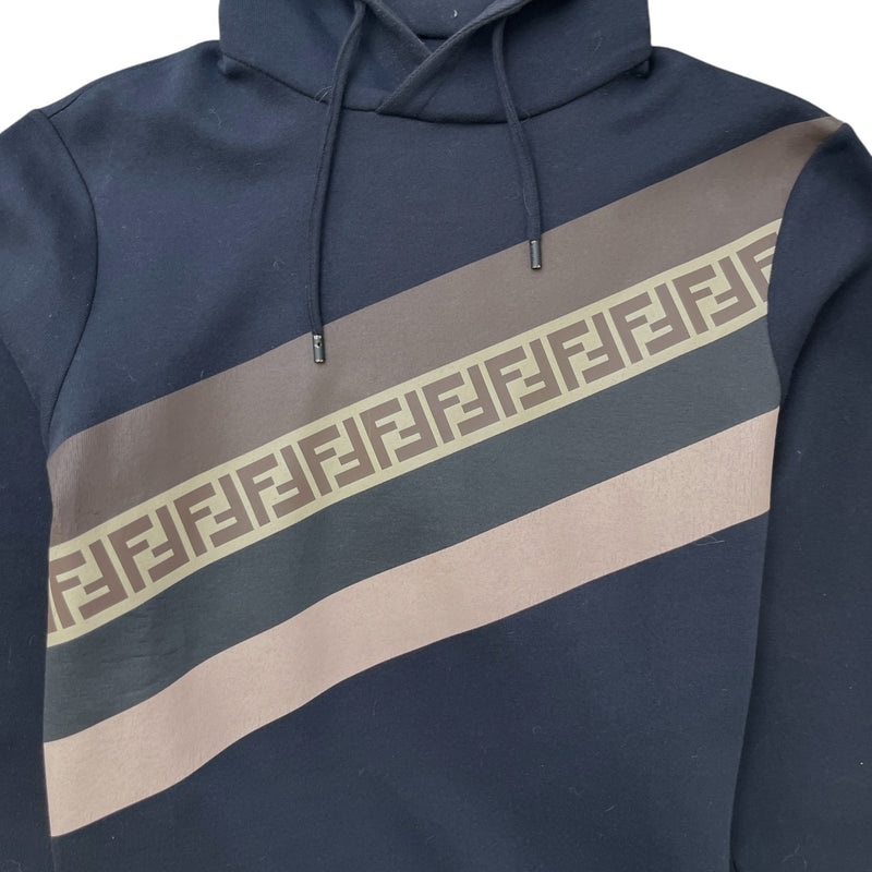 Men's Ff Monogram Stripe Hoodie Navy Size IT 48 / UK M