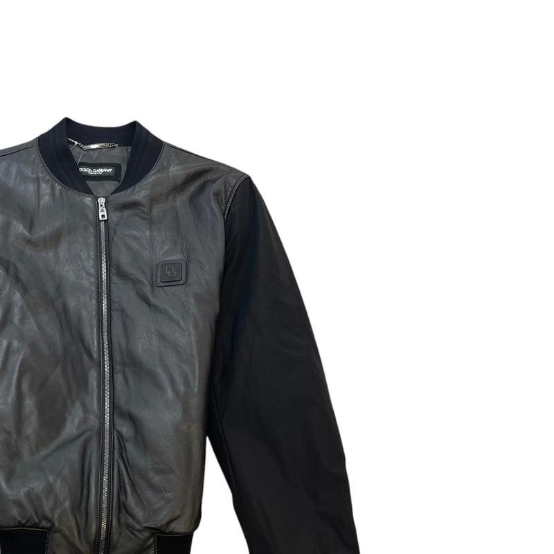 Dolce & Gabbana Men's Plaque Logo Varsity Jacket Black Size L