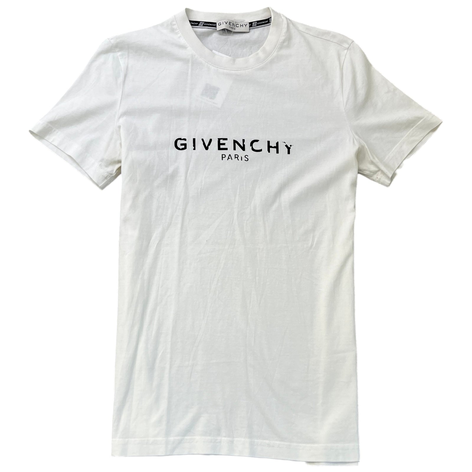 Men's Distressed Logo Print T-Shirt White Size XS - Photo 1