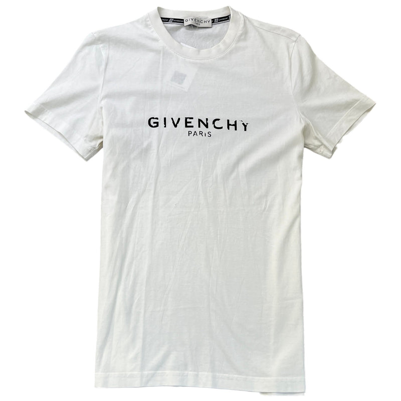 Men's Distressed Logo Print T-Shirt White Size XS