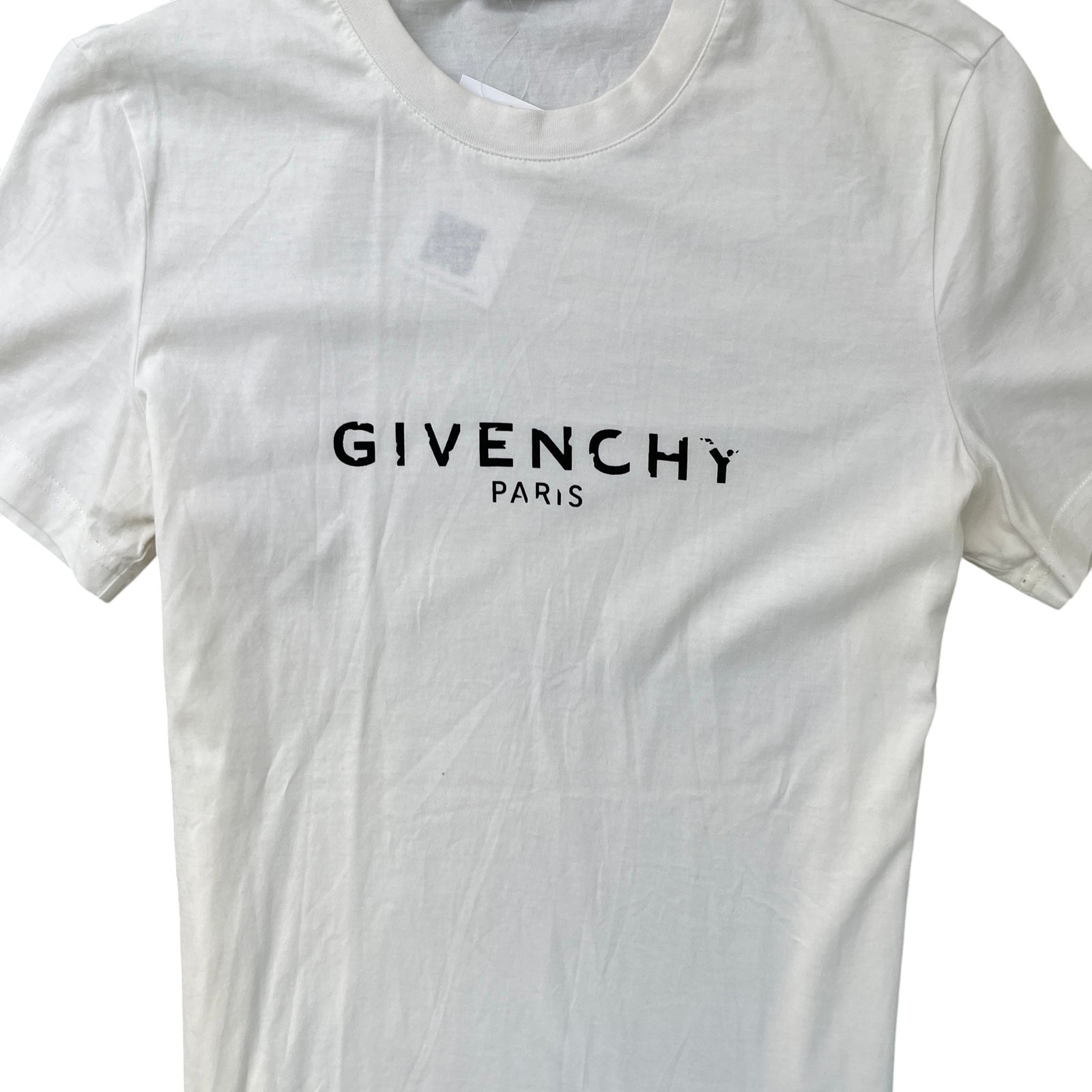 Men's Distressed Logo Print T-Shirt White Size XS - Photo 5