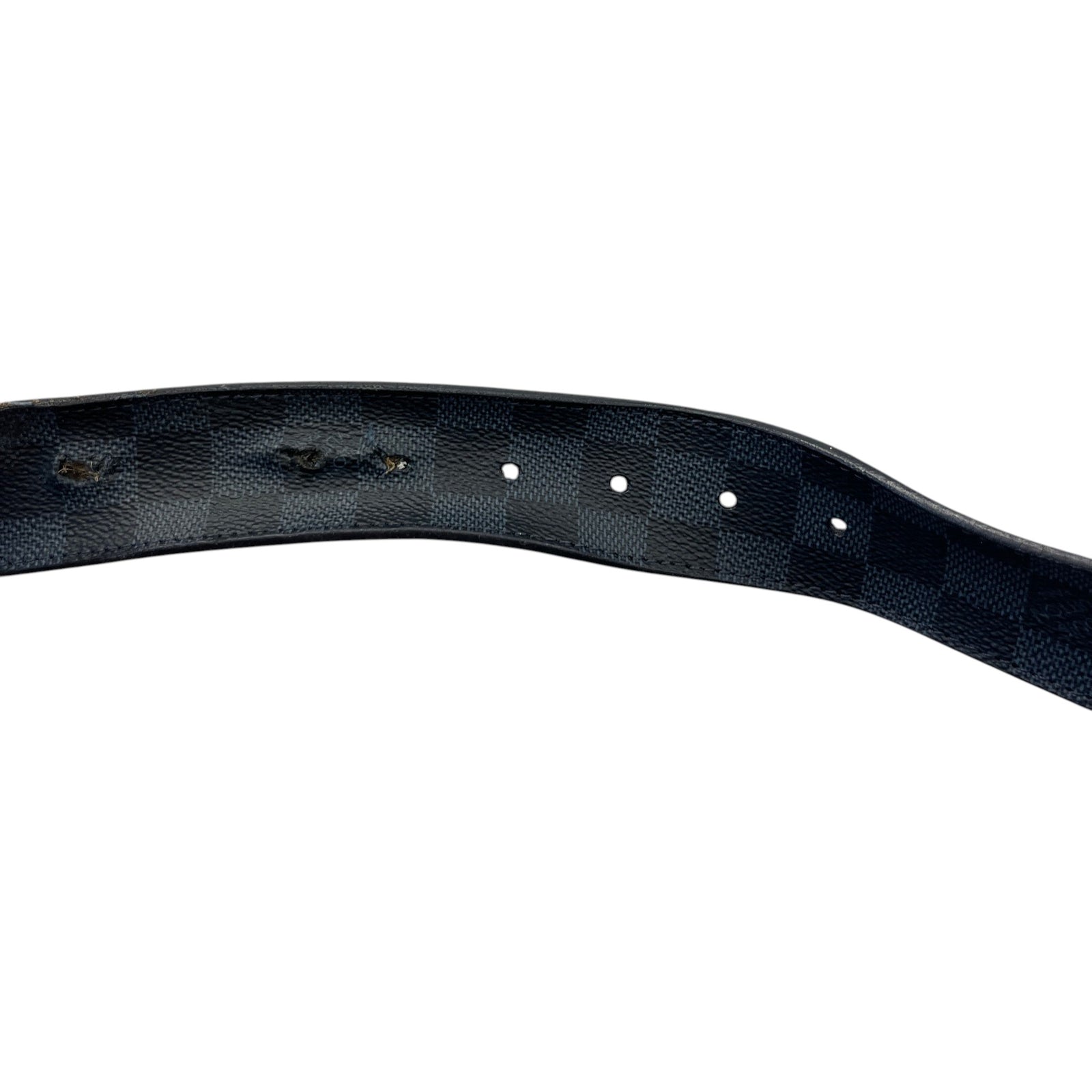 Men's LV Initials Damoflage Reversible Belt Navy Size 34" - Photo 6