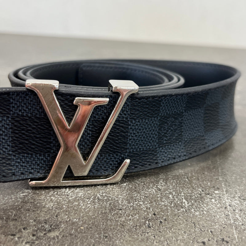 Men's LV Initials Damoflage Reversible Belt Navy Size 34"