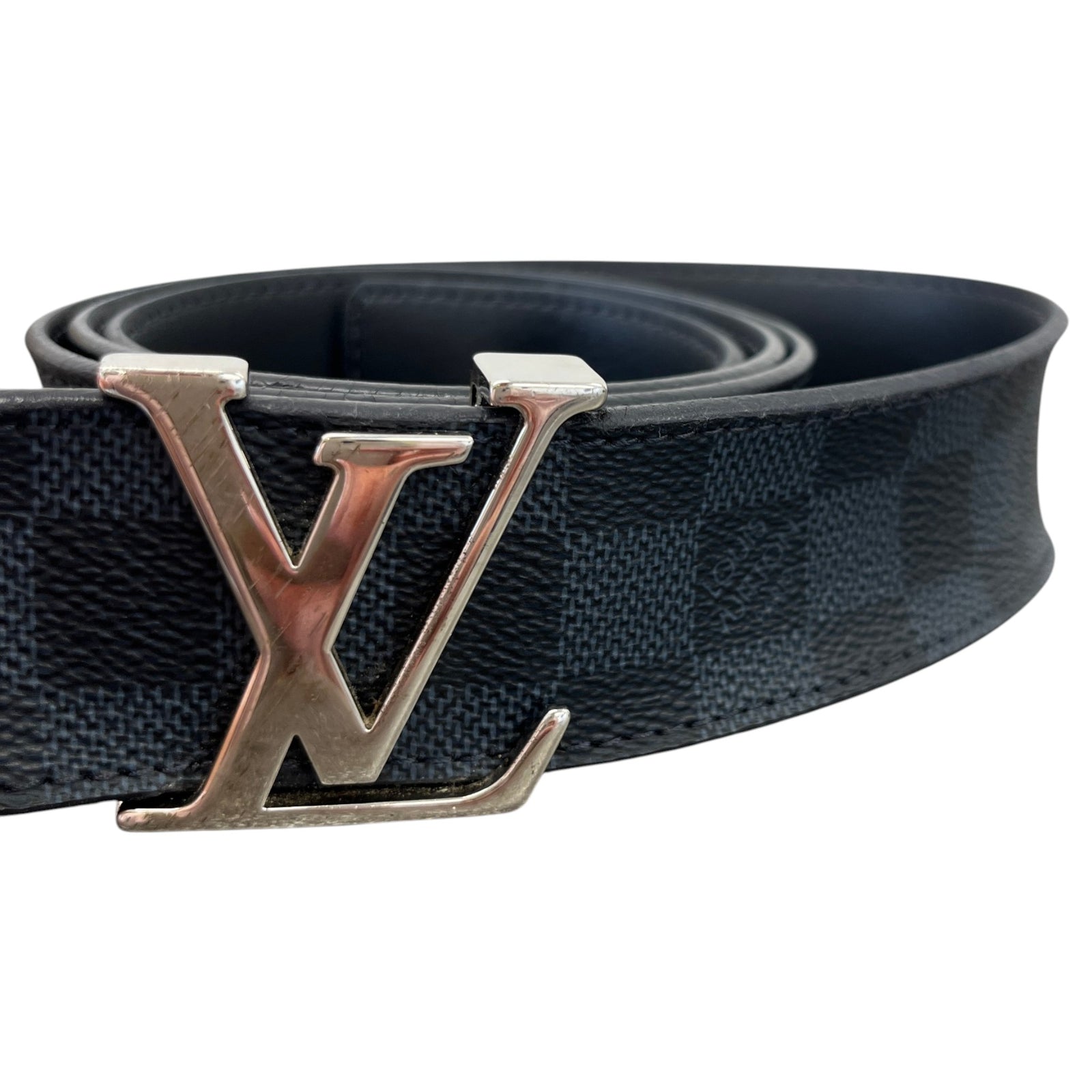 Men's LV Initials Damoflage Reversible Belt Navy Size 34" - Photo 1