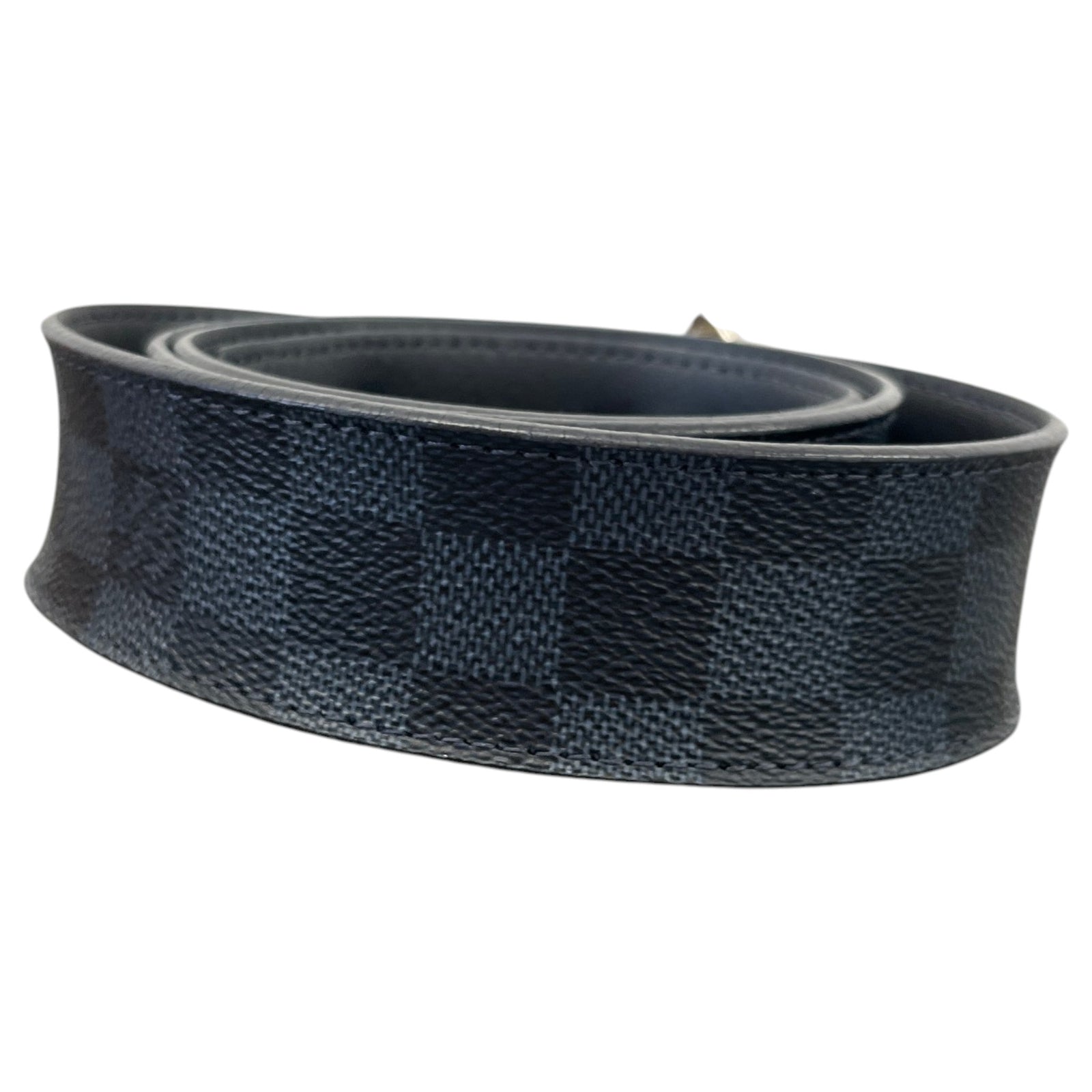 Men's LV Initials Damoflage Reversible Belt Navy Size 34" - Photo 2
