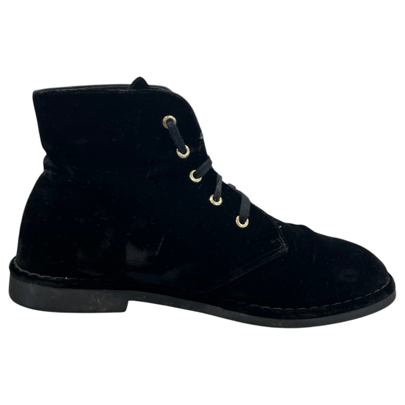 Women's CC Lace Up Velvet Boots Black Size UK 6.5 / EU 39.5