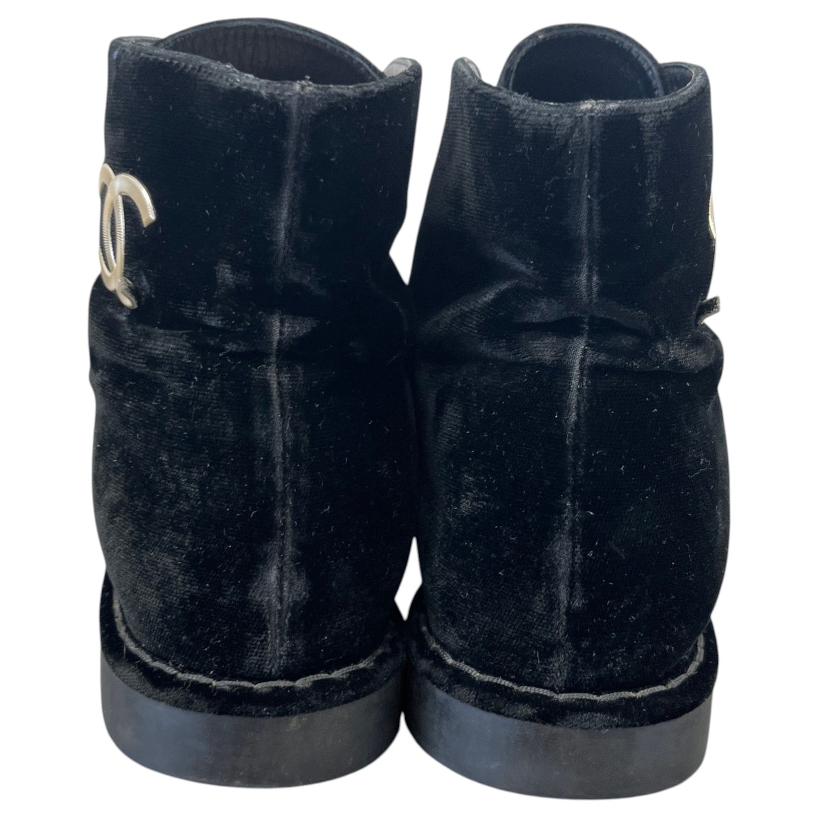 Women's CC Lace Up Velvet Boots Black Size UK 6.5 / EU 39.5 - Photo 7