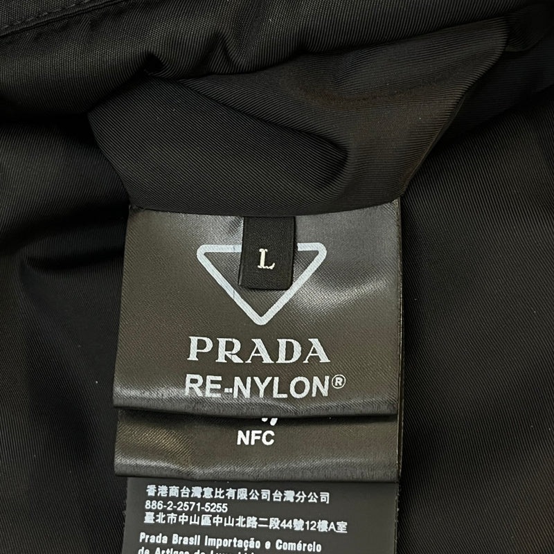 Men's Plaque Logo Re-Nylon Cropped Down Jacket Black Size L