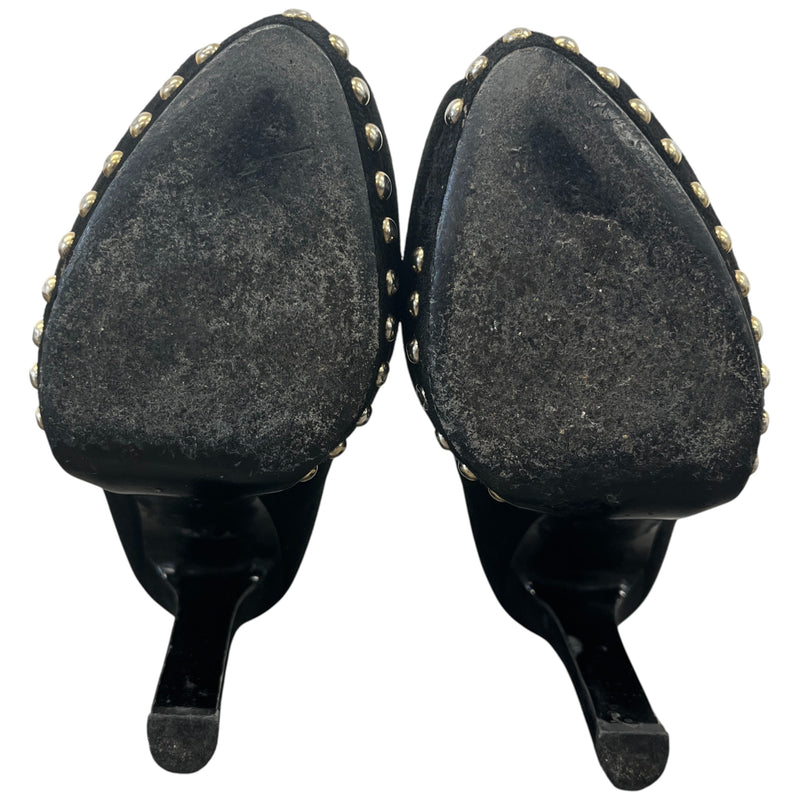Women's Skull Peep Toe Heels Black Size EU 37 / UK 4