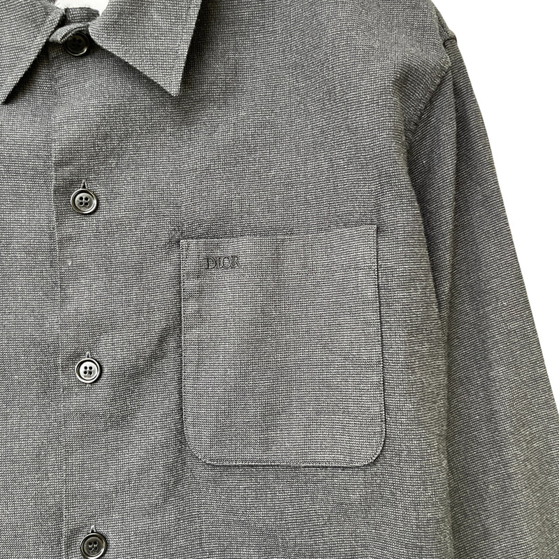 Men's Embroidered Logo Pocket Long Sleeve Shirt Navy Size IT 46 / UK S