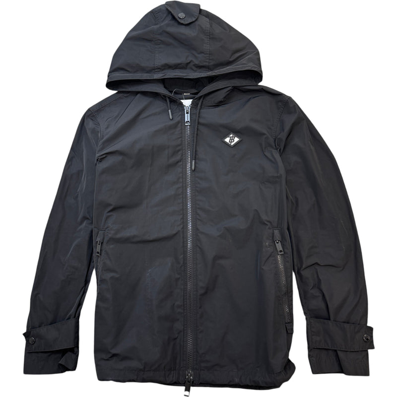 Men's Logo Patch Windbreaker Black Size S