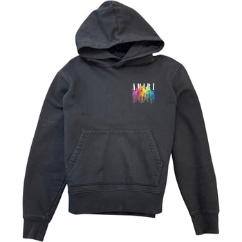 Men's Embroidered Paint Drip Hoodie Black Size M