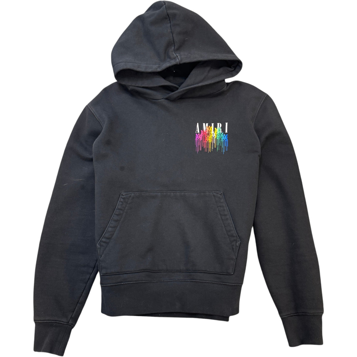 Men's Embroidered Paint Drip Hoodie Black Size M - Photo 1